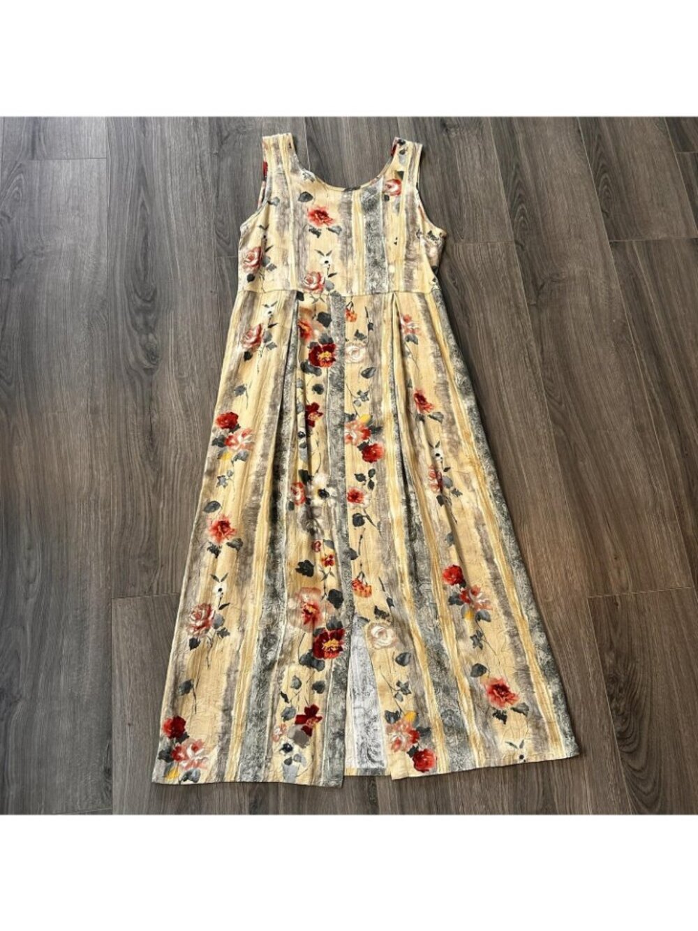 Jams World Dress Womens S Antique Trellis Floral Stripe Rayon Maxi Pockets USA - Picture 2 of 15